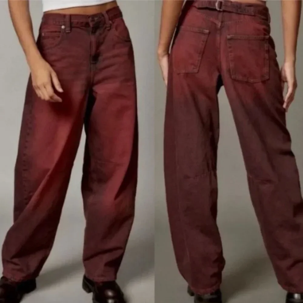 BDG Red Tint Logan Cinch Back Boyfriend Jeans, size 27 - Picture 1 of 6